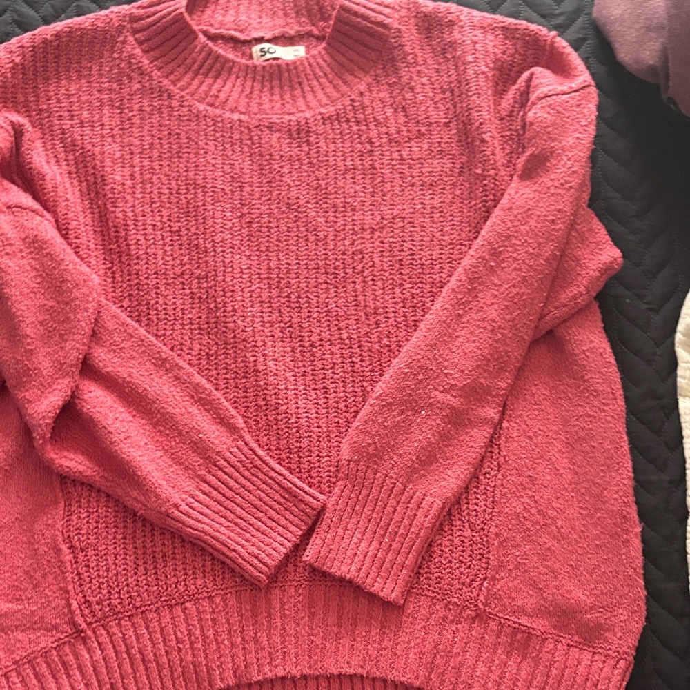 SO Women's Rich Red Crew Neck Sweater